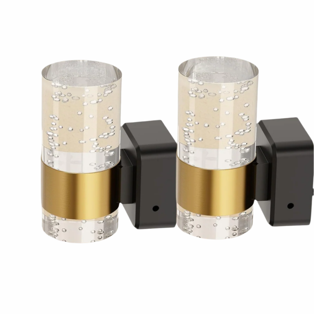 LumiSense Lampa – 2-Częściowa Lampa Ścienna LED z Automatycznym Czujnikiem Światła | Luksusowy Kinkiet z Regulowaną Jasnością i Złotymi Akcentami