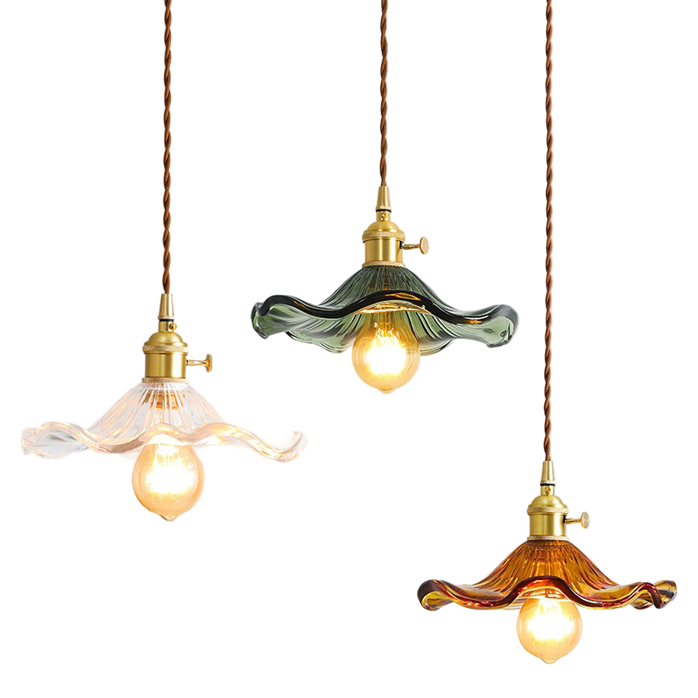 Lampa Wisząca Fiora Glass Kwiatowa Lampa do Salonu z Regulowaną Długością Eleganckie Oświetlenie do Jadalni i Przedpokoi