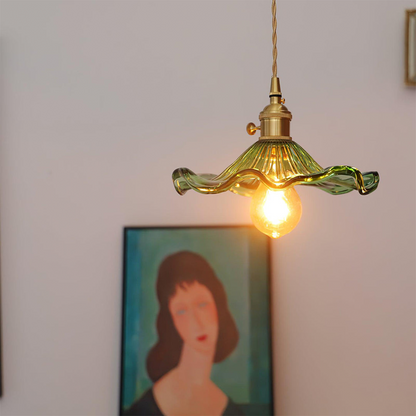 Lampa Wisząca Fiora Glass Kwiatowa Lampa do Salonu z Regulowaną Długością Eleganckie Oświetlenie do Jadalni i Przedpokoi