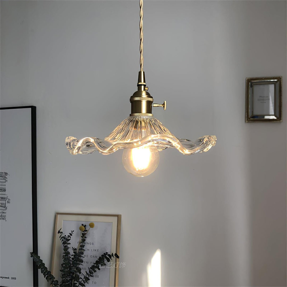 Lampa Wisząca Fiora Glass Kwiatowa Lampa do Salonu z Regulowaną Długością Eleganckie Oświetlenie do Jadalni i Przedpokoi