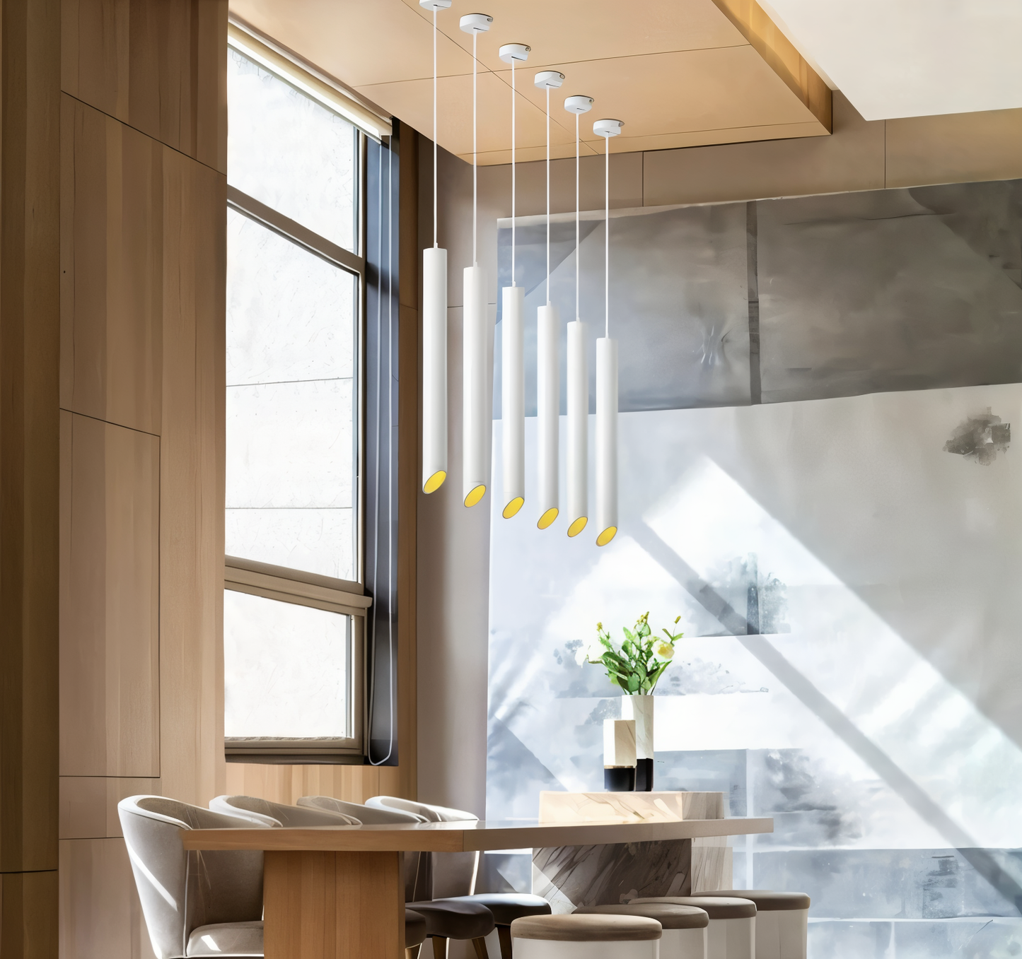 Lampa Wisząca Lior LED Tube Nowoczesna Lampa do Salonu Czarna lub Biała Energooszczędna Idealna Nad Stół