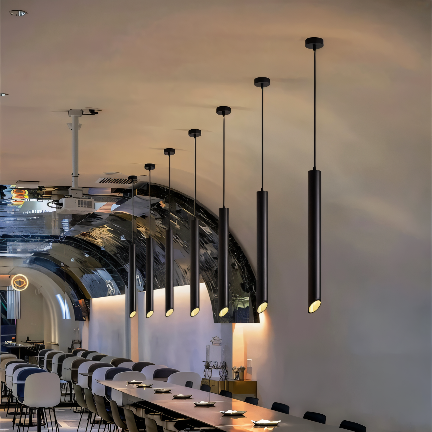 Lampa Wisząca Lior LED Tube Nowoczesna Lampa do Salonu Czarna lub Biała Energooszczędna Idealna Nad Stół