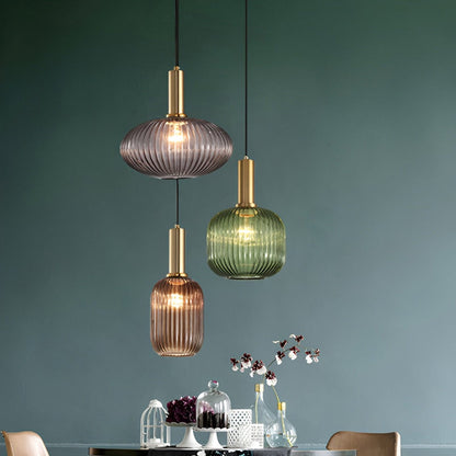 Lampa Wisząca Ribbia Glass Vintage Oświetlenie do Salonu z Ryflowanego Szkła w Różnych Rozmiarach i Kolorach