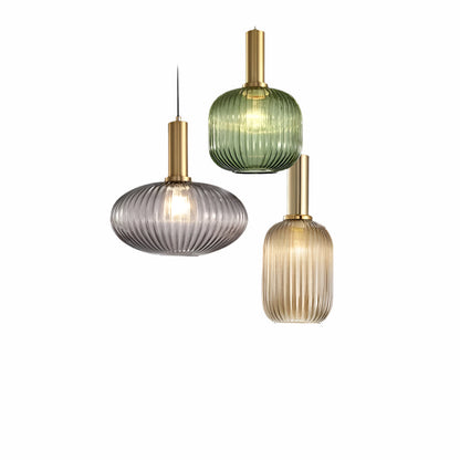 Lampa Wisząca Ribbia Glass Vintage Oświetlenie do Salonu z Ryflowanego Szkła w Różnych Rozmiarach i Kolorach