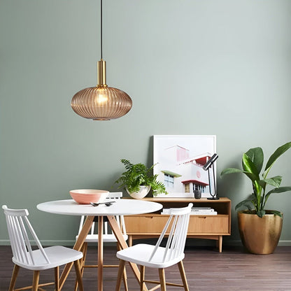 Lampa Wisząca Ribbia Glass Vintage Oświetlenie do Salonu z Ryflowanego Szkła w Różnych Rozmiarach i Kolorach