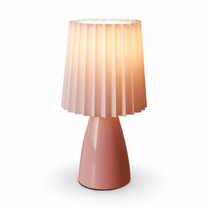Elegancka Lampka Biurkowa LED ConePleated z Ceramiczną Podstawą i Minimalistycznym Kloszem – Idealna Lampka Nocna do Sypialni i Salonu